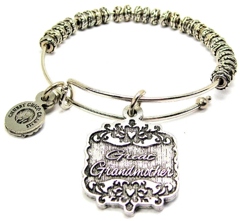 Great Grandmother Victorian Scroll Metal Beaded Bracelet