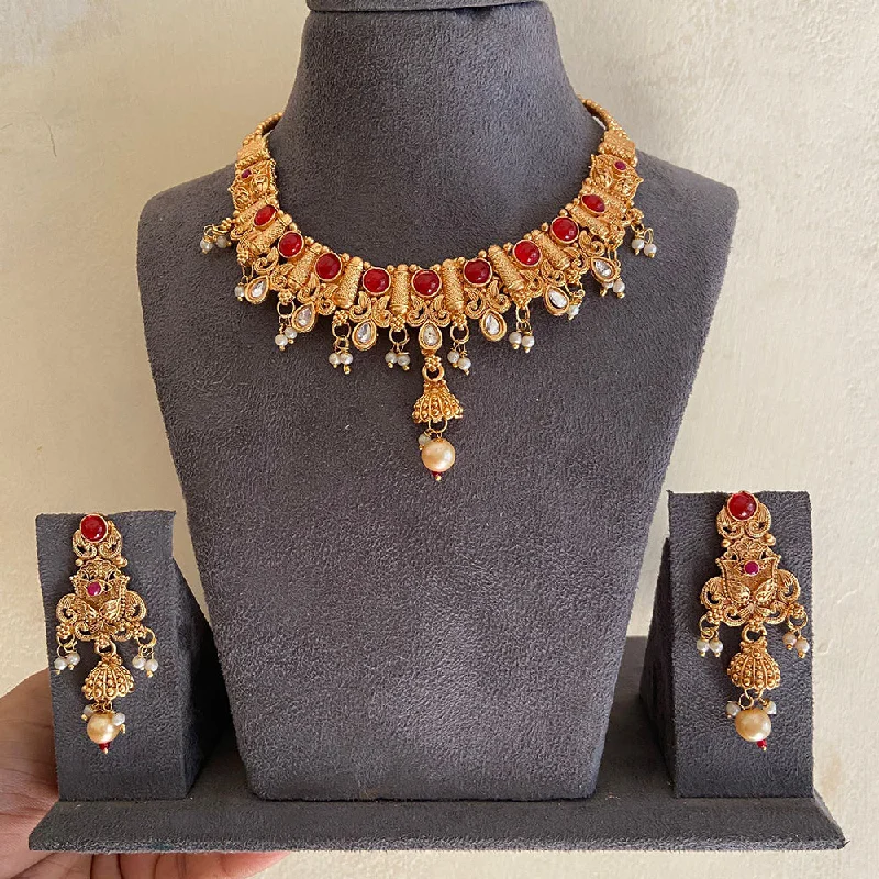 India Art Gold Plated Kundan Necklace Set