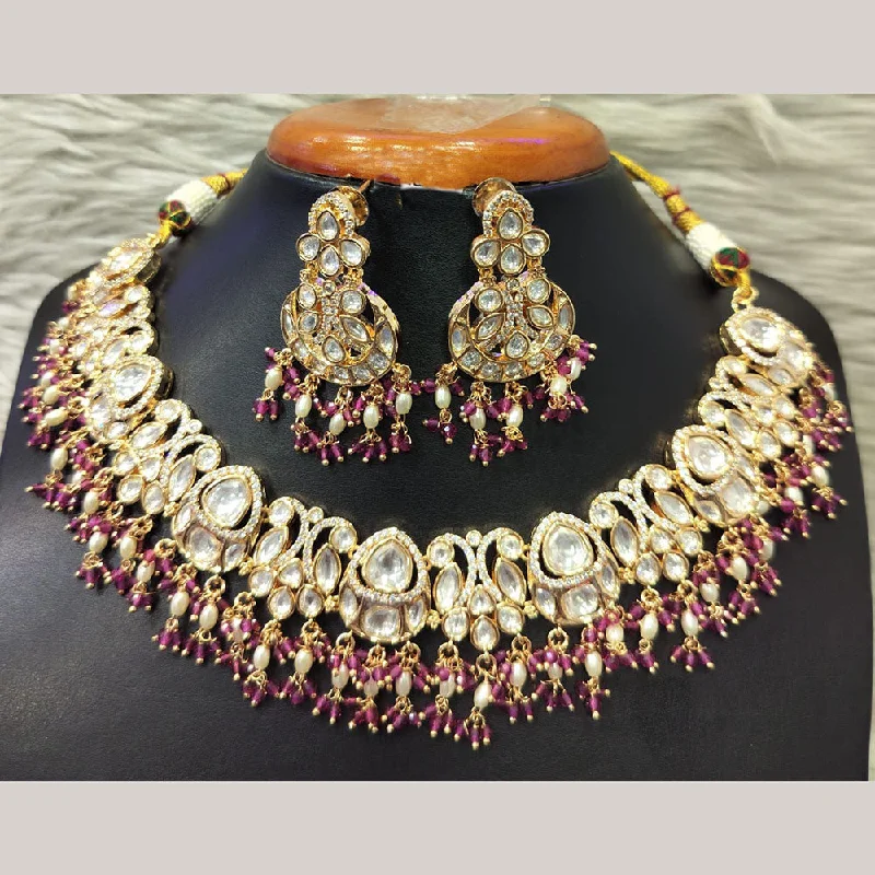 Jain Jewellers Gold Plated Kundan Necklace Set