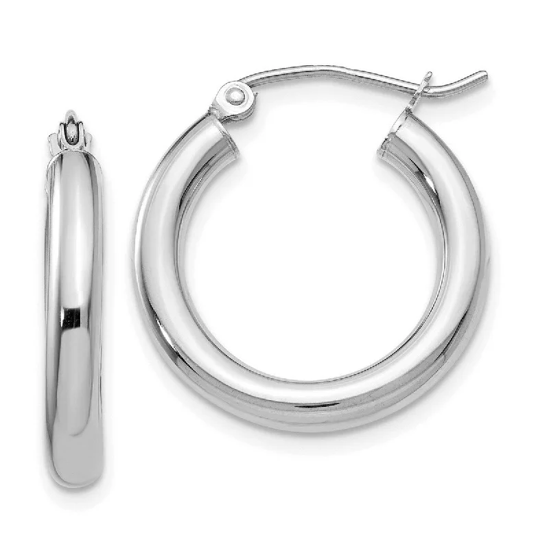 Curata 10k White Gold Polished 3x198mm Hoop Earrings - 15x19.33mm