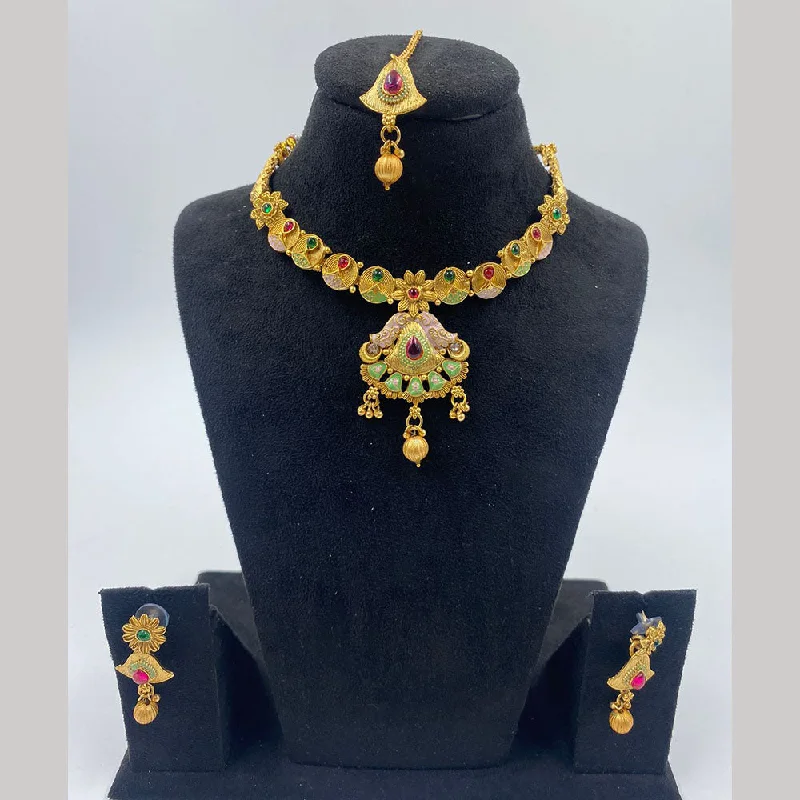 The Fashion Jewels Gold Plated Pota Stone And Beads Necklace Set