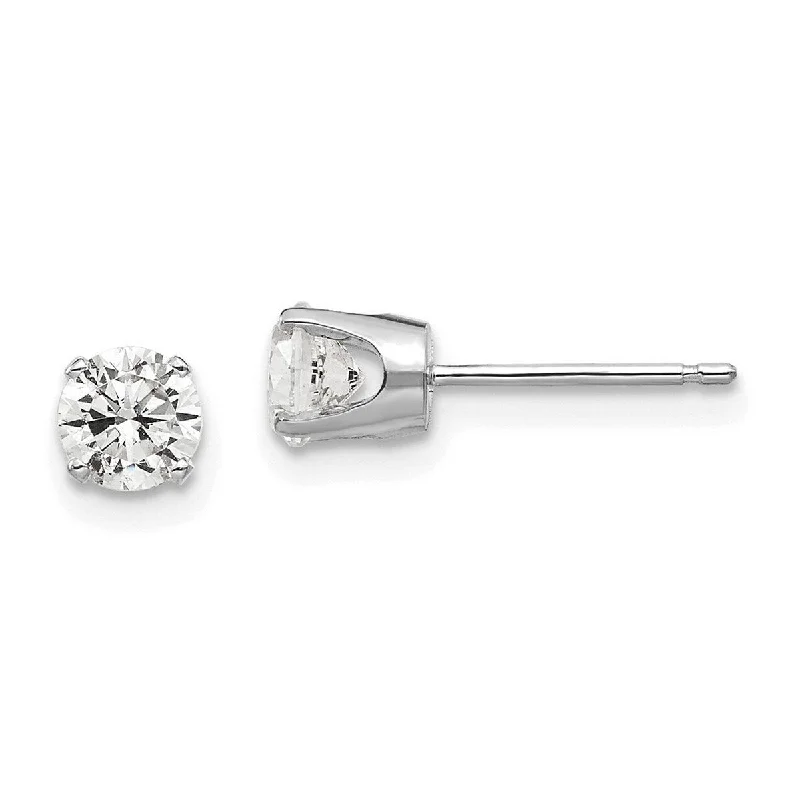 Curata 14k White Gold Polished Post Earrings 4.5mm CZ Cubic Zirconia stud Earrings - 5x5mm Wide