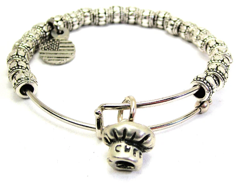 Chef Hat Metal Beaded Bracelet